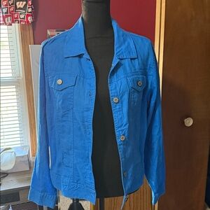 Jones New York Vibrant Blue Linen Jacket